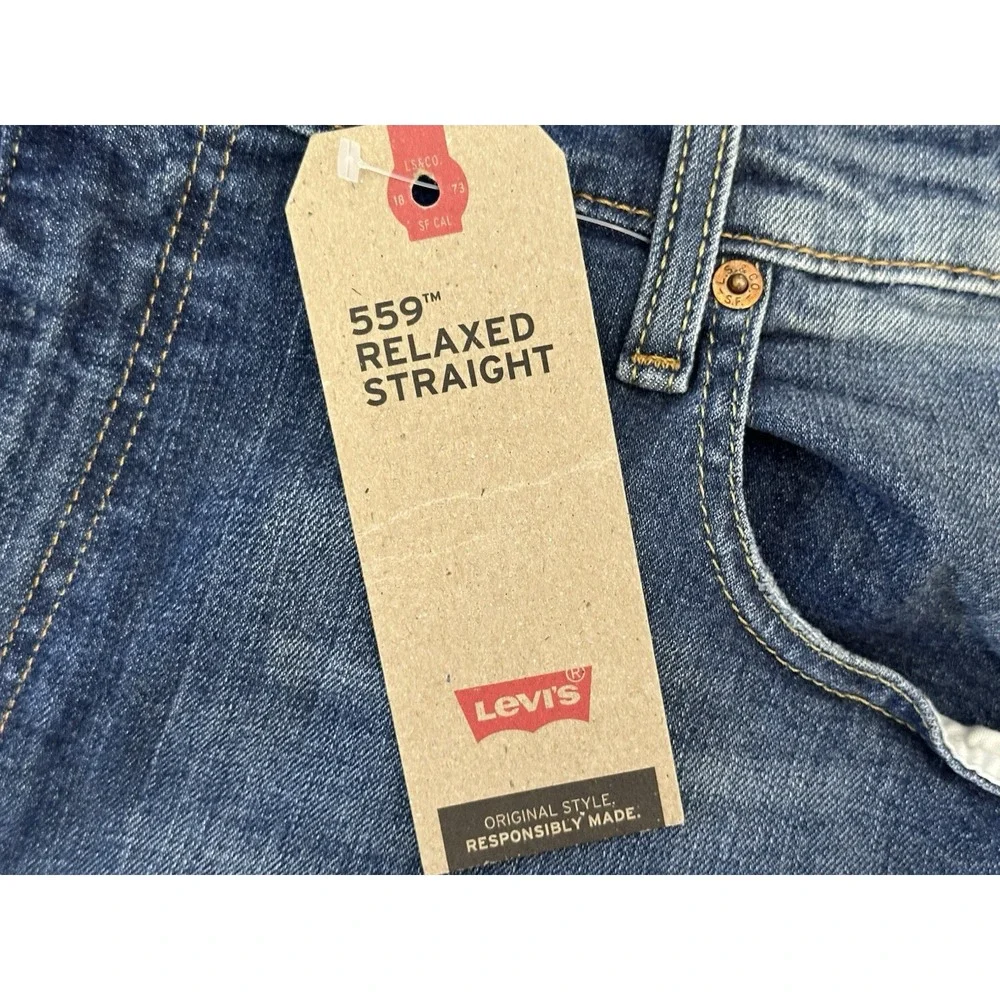 Levi's 559 Men's Relaxed Straight Jeans 44x36 Dark Blue Denim NWT